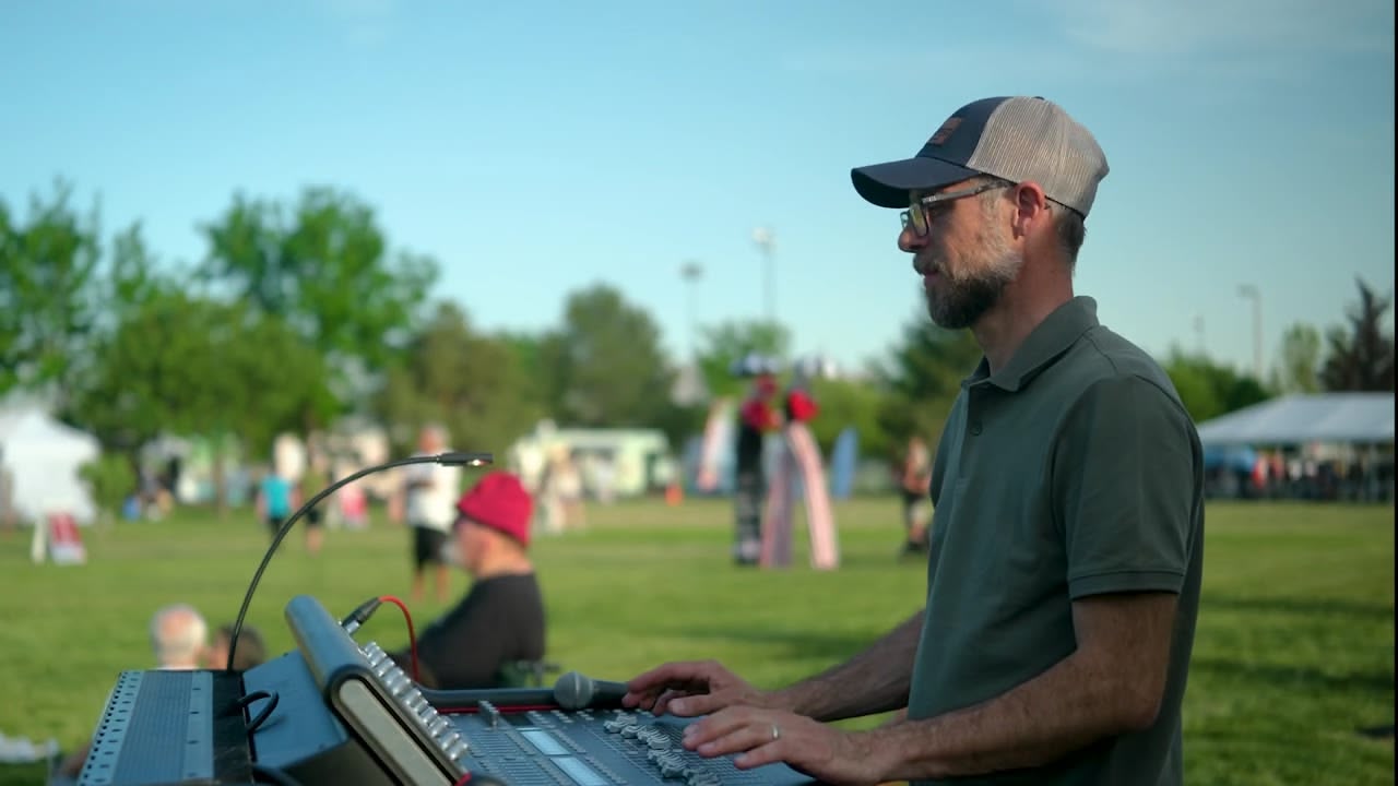 Engineer mixing an outdoor stage