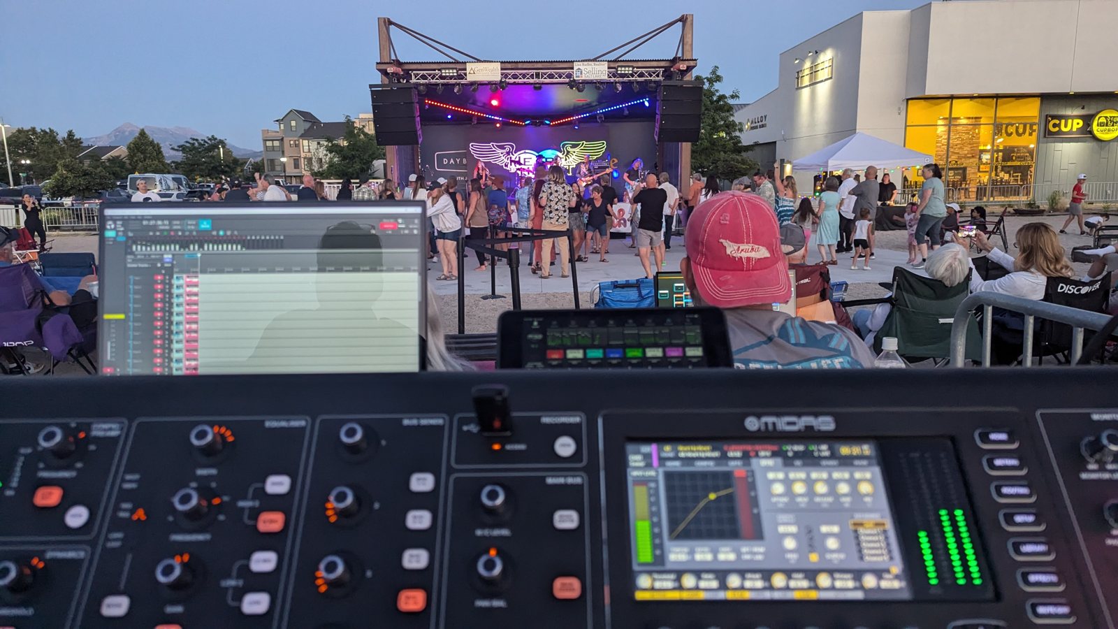 PA system set up for a Daybreak concert